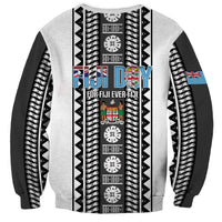 Fiji Day 1970 Sweatshirt For Fiji Ever Fiji Tapa Pattern White LT14 - Polynesian Pride