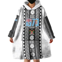 Fiji Day 1970 Wearable Blanket Hoodie For Fiji Ever Fiji Tapa Pattern White LT14 - Polynesian Pride