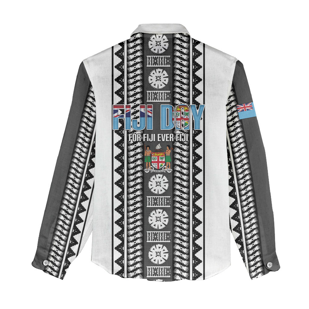 Fiji Day 1970 Women Casual Shirt For Fiji Ever Fiji Tapa Pattern White LT14 - Polynesian Pride