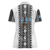 Fiji Day 1970 Women Polo Shirt For Fiji Ever Fiji Tapa Pattern White LT14 - Polynesian Pride