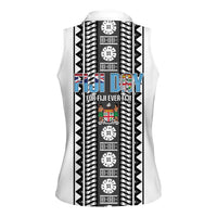 Fiji Day 1970 Women Sleeveless Polo Shirt For Fiji Ever Fiji Tapa Pattern White LT14 - Polynesian Pride