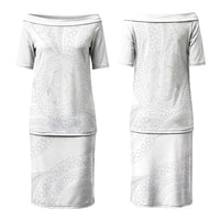Tonga White Sunday Couples Matching Puletasi and Long Sleeve Button Shirt Fakame Tongan Ngatu Turtle LT14 - Polynesian Pride