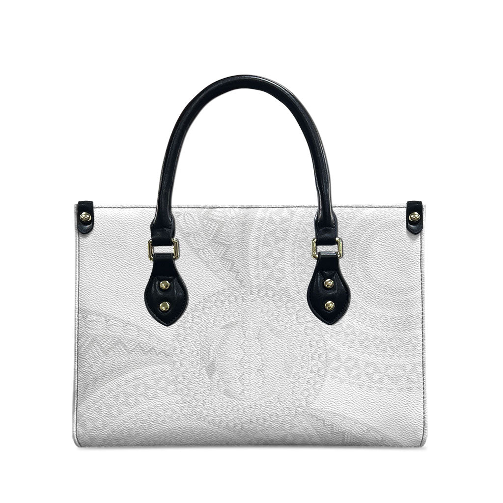 Tonga White Sunday Leather Bag Fakame Tongan Ngatu Turtle LT14 - Polynesian Pride