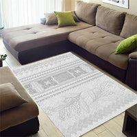 Samoa White Sunday Area Rug Lotu Tamaiti Samoan Siapo Teuila Flowers LT14 - Polynesian Pride