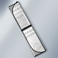 Samoa White Sunday Auto Sun Shade Lotu Tamaiti Samoan Siapo Teuila Flowers LT14 - Polynesian Pride