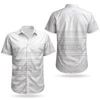 Samoa White Sunday Couples Matching Short Sleeve Bodycon Dress and Hawaiian Shirt Lotu Tamaiti Samoan Siapo Teuila Flowers LT14 - Polynesian Pride
