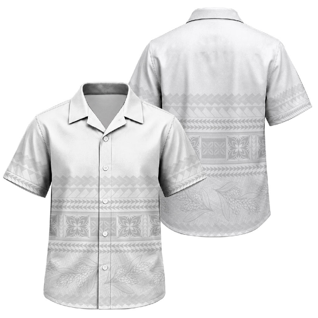 Samoa White Sunday Family Matching Short Sleeve Bodycon Dress and Hawaiian Shirt Lotu Tamaiti Samoan Siapo Teuila Flowers LT14 Son's Shirt White - Polynesian Pride