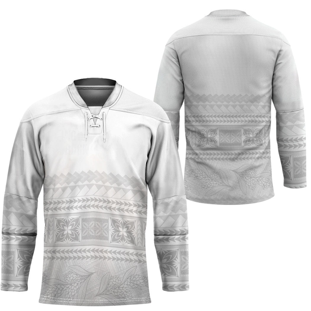 Samoa White Sunday Hockey Jersey Lotu Tamaiti Samoan Siapo Teuila Flowers LT14 - Polynesian Pride