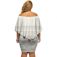 Samoa White Sunday Off Shoulder Short Dress Lotu Tamaiti Samoan Siapo Teuila Flowers LT14 - Polynesian Pride