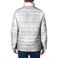 Samoa White Sunday Padded Jacket Lotu Tamaiti Samoan Siapo Teuila Flowers LT14 - Polynesian Pride