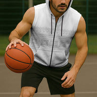 Samoa White Sunday Sleeveless Zip Hoodie Lotu Tamaiti Samoan Siapo Teuila Flowers LT14 - Polynesian Pride