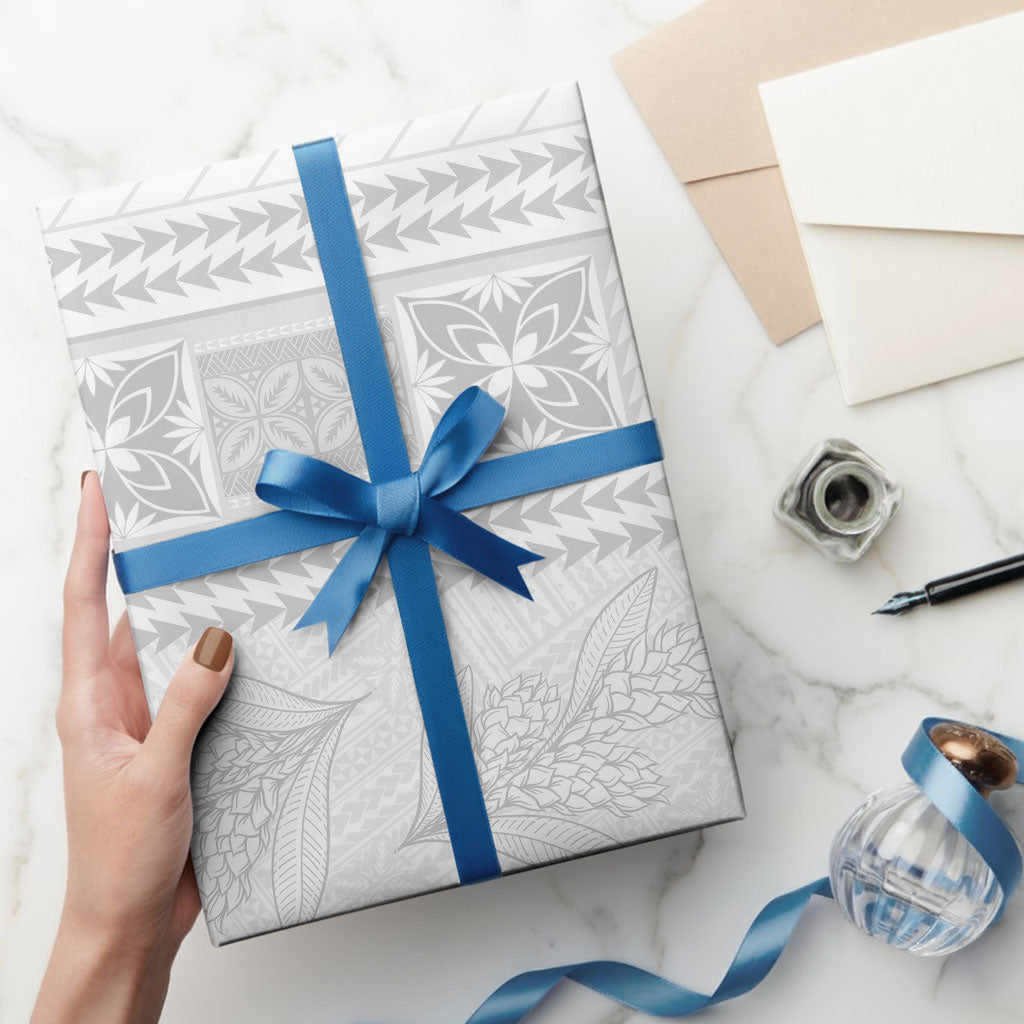 Samoa White Sunday Wrapping Paper Lotu Tamaiti Samoan Siapo Teuila Flowers LT14 - Polynesian Pride