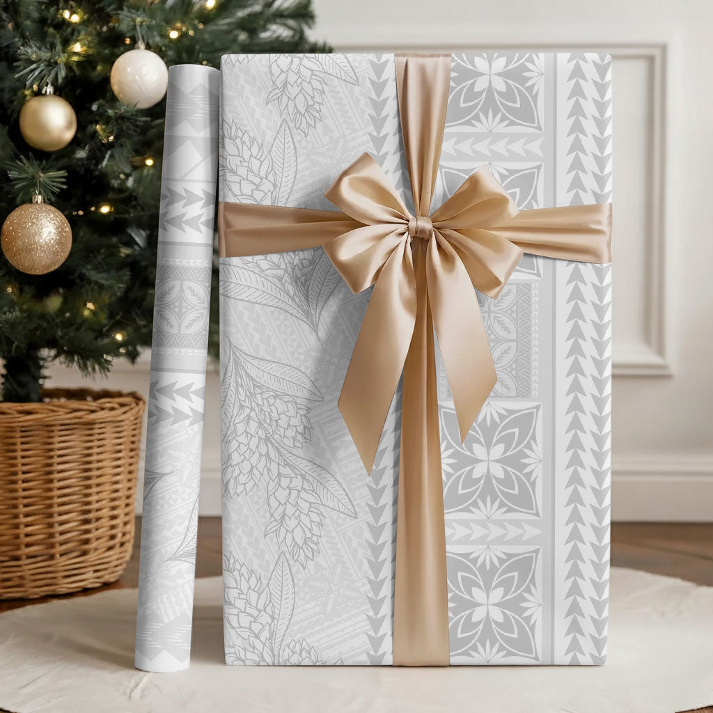 Samoa White Sunday Wrapping Paper Lotu Tamaiti Samoan Siapo Teuila Flowers LT14 - Polynesian Pride