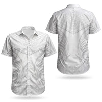 Niue White Sunday Couples Matching Puletasi and Hawaiian Shirt Aho Tapu Fanau Hiapo Pattern LT14 - Polynesian Pride