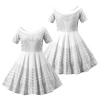 Niue White Sunday Family Matching Mermaid Dress and Hawaiian Shirt Aho Tapu Fanau Hiapo Pattern LT14 Daughter's Dress White - Polynesian Pride