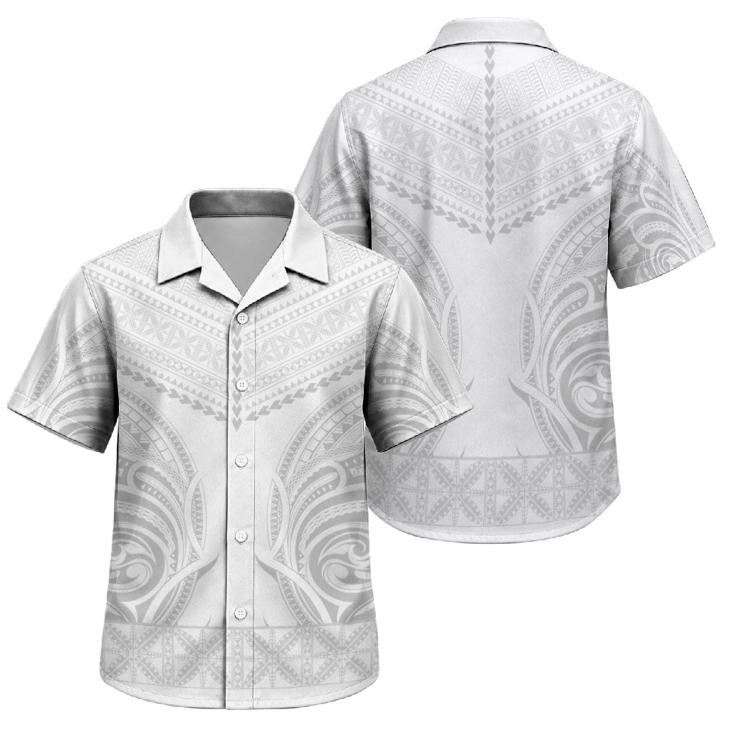 Niue White Sunday Family Matching Mermaid Dress and Hawaiian Shirt Aho Tapu Fanau Hiapo Pattern LT14 Son's Shirt White - Polynesian Pride