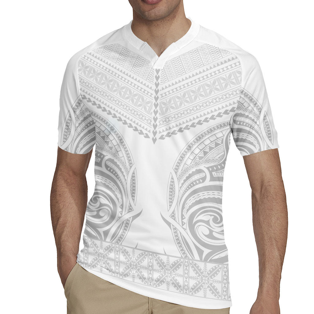 Niue White Sunday Rugby Jersey Aho Tapu Fanau Hiapo Pattern LT14 - Polynesian Pride