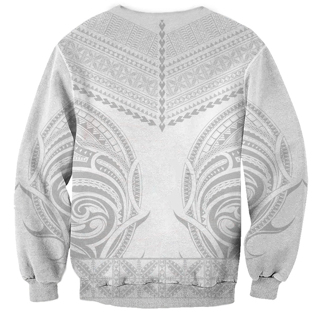 Niue White Sunday Sweatshirt Aho Tapu Fanau Hiapo Pattern LT14 - Polynesian Pride