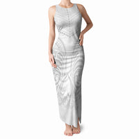 Niue White Sunday Tank Maxi Dress Aho Tapu Fanau Hiapo Pattern LT14 Women White - Polynesian Pride