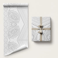 Niue White Sunday Wrapping Paper Aho Tapu Fanau Hiapo Pattern LT14 58" × 23" White - Polynesian Pride