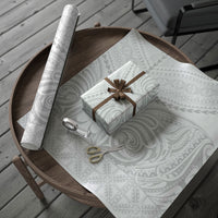 Niue White Sunday Wrapping Paper Aho Tapu Fanau Hiapo Pattern LT14 - Polynesian Pride
