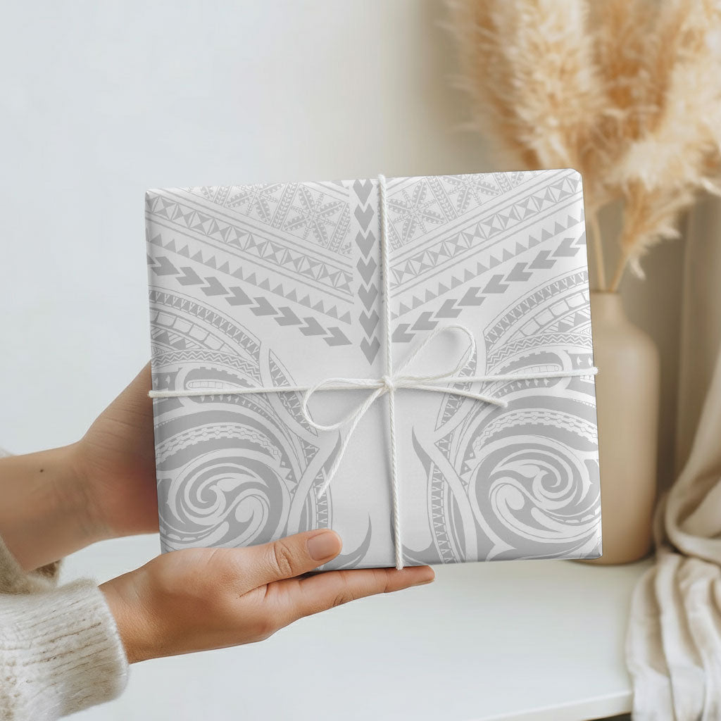 Niue White Sunday Wrapping Paper Aho Tapu Fanau Hiapo Pattern LT14 - Polynesian Pride