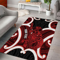 Whero Aotearoa Atua Tumatauenga Personalised Area Rug Maori God Of War Tiki With Taiaha LT14 - Polynesian Pride