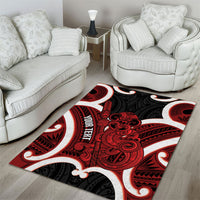 Whero Aotearoa Atua Tumatauenga Personalised Area Rug Maori God Of War Tiki With Taiaha LT14 - Polynesian Pride