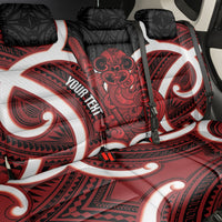 Whero Aotearoa Atua Tumatauenga Personalised Back Car Seat Cover Maori God Of War Tiki With Taiaha LT14 - Polynesian Pride