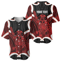 Whero Aotearoa Atua Tumatauenga Personalised Baseball Jersey Maori God Of War Tiki With Taiaha LT14 - Polynesian Pride