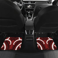 Whero Aotearoa Atua Tumatauenga Personalised Car Mats Maori God Of War Tiki With Taiaha LT14 Set 2pcs - Back Red - Polynesian Pride