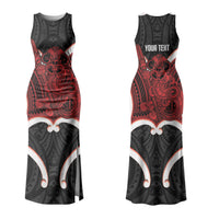 Whero Aotearoa Atua Tumatauenga Personalised Couples Matching Tank Maxi Dress and Hawaiian Shirt Maori God Of War Tiki With Taiaha LT14 - Polynesian Pride