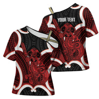Whero Aotearoa Atua Tumatauenga Personalised Cross Shoulder Shirt Maori God Of War Tiki With Taiaha LT14 - Polynesian Pride
