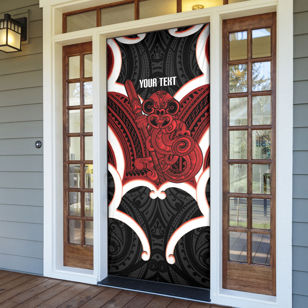 Whero Aotearoa Atua Tumatauenga Personalised Door Cover Maori God Of War Tiki With Taiaha LT14 - Polynesian Pride