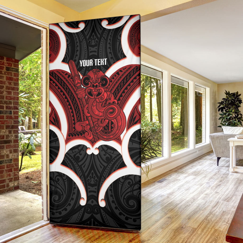 Whero Aotearoa Atua Tumatauenga Personalised Door Cover Maori God Of War Tiki With Taiaha LT14 - Polynesian Pride