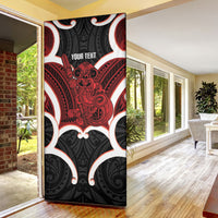Whero Aotearoa Atua Tumatauenga Personalised Door Cover Maori God Of War Tiki With Taiaha LT14 - Polynesian Pride