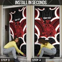 Whero Aotearoa Atua Tumatauenga Personalised Door Cover Maori God Of War Tiki With Taiaha LT14 - Polynesian Pride