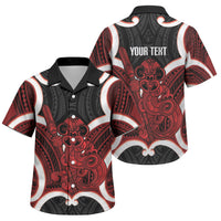 Whero Aotearoa Atua Tumatauenga Personalised Family Matching Tank Maxi Dress and Hawaiian Shirt Maori God Of War Tiki With Taiaha LT14 Son's Shirt Red - Polynesian Pride