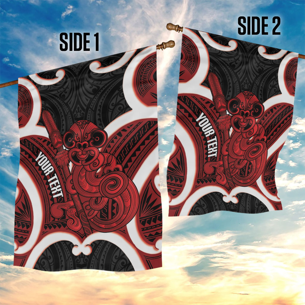 Whero Aotearoa Atua Tumatauenga Personalised Garden Flag Maori God Of War Tiki With Taiaha LT14 - Polynesian Pride