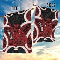 Whero Aotearoa Atua Tumatauenga Personalised Garden Flag Maori God Of War Tiki With Taiaha LT14 - Polynesian Pride
