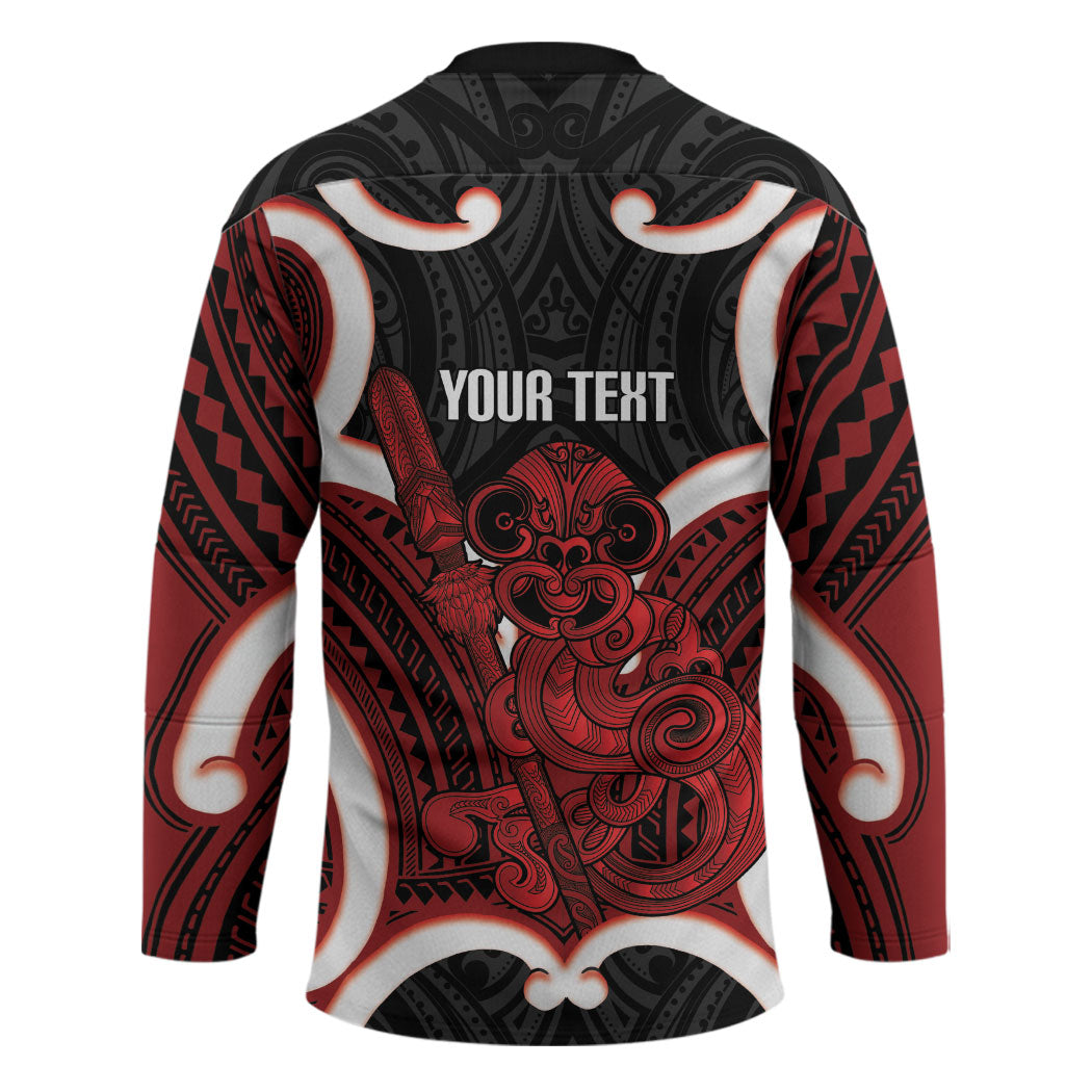Whero Aotearoa Atua Tumatauenga Personalised Hockey Jersey Maori God Of War Tiki With Taiaha LT14 - Polynesian Pride