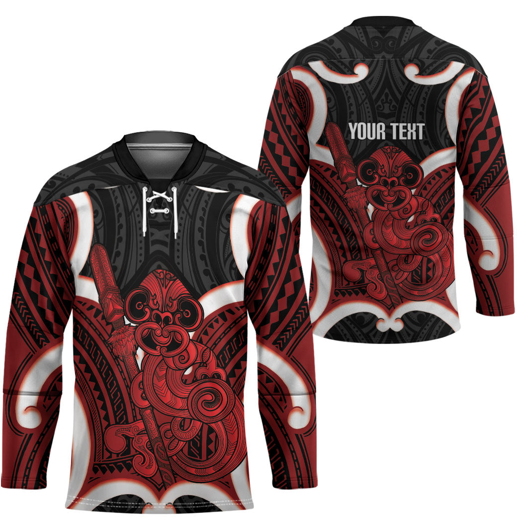 Whero Aotearoa Atua Tumatauenga Personalised Hockey Jersey Maori God Of War Tiki With Taiaha LT14 - Polynesian Pride