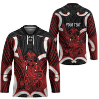 Whero Aotearoa Atua Tumatauenga Personalised Hockey Jersey Maori God Of War Tiki With Taiaha LT14 - Polynesian Pride