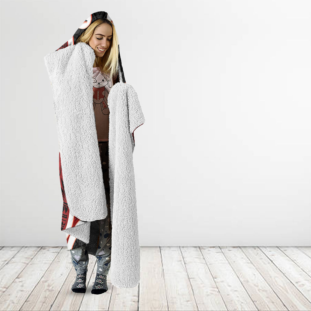 Whero Aotearoa Atua Tumatauenga Personalised Hooded Blanket Maori God Of War Tiki With Taiaha LT14 - Polynesian Pride