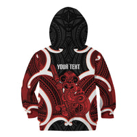 Whero Aotearoa Atua Tumatauenga Personalised Kid Hoodie Maori God Of War Tiki With Taiaha LT14 - Polynesian Pride