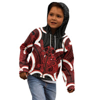 Whero Aotearoa Atua Tumatauenga Personalised Kid Hoodie Maori God Of War Tiki With Taiaha LT14 - Polynesian Pride
