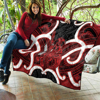 Whero Aotearoa Atua Tumatauenga Personalised Quilt Maori God Of War Tiki With Taiaha LT14 - Polynesian Pride