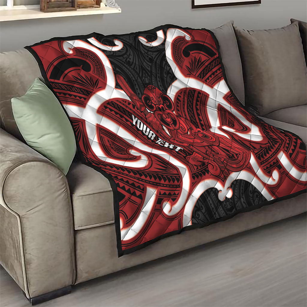 Whero Aotearoa Atua Tumatauenga Personalised Quilt Maori God Of War Tiki With Taiaha LT14 - Polynesian Pride