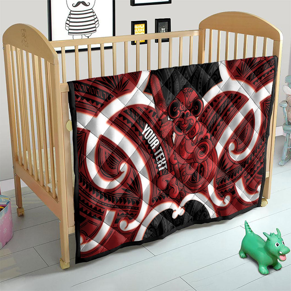 Whero Aotearoa Atua Tumatauenga Personalised Quilt Maori God Of War Tiki With Taiaha LT14 - Polynesian Pride
