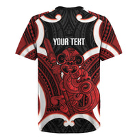 Whero Aotearoa Atua Tumatauenga Personalised Rugby Jersey Maori God Of War Tiki With Taiaha LT14 - Polynesian Pride